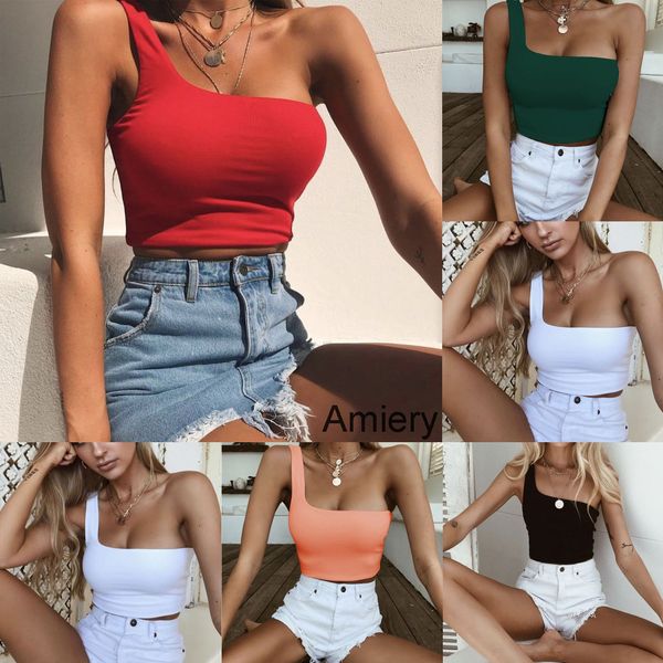 

2022 fashion women nightclub sports one shoulder no steel ring sling wrapped chest women's sling vest shirt off shoulder, White