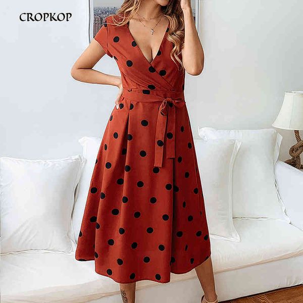 

casual dresses summer women dress fashion polka dot long party deep v-neck 2022 elegant clothes white short sleeve dresses for women y2k gf0, Black;gray