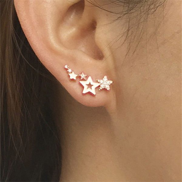 

selling simple fashion star female earrings shiny white zircon exquisite all-match female earrings a88, Golden;silver