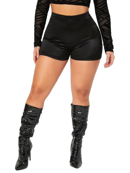 

sxy solid satin biker shorts 65vd#, White;black