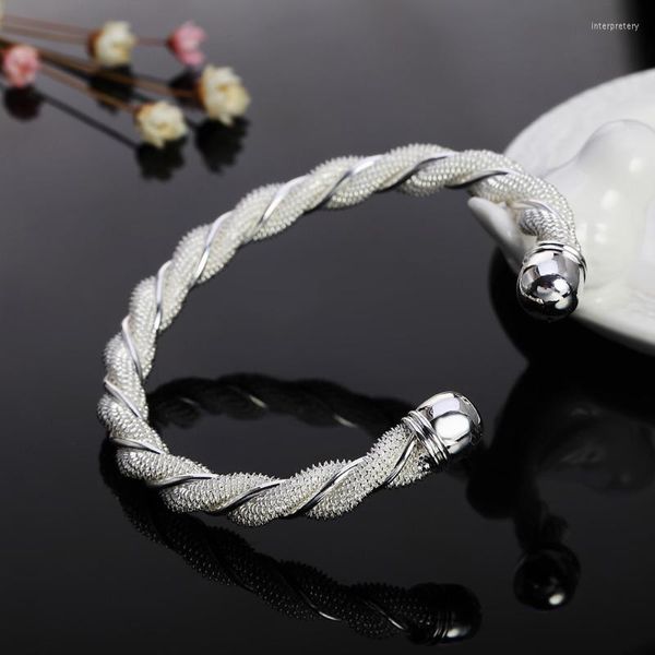 Armreif Koreanischen Stil Mode Silber Überzogene Trendy Exquisite Twisted Wire Mesh Armband Für Frauen Zubehör GiftBangle Inte22