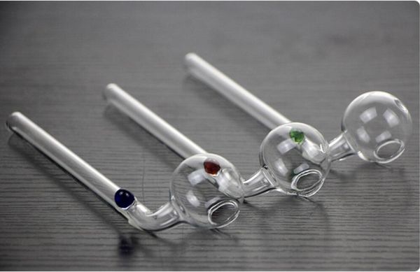 Qbsomk 14cm kavisli cam yağ brülörleri Farklı Renkli Dengeleyici Su Bong Sigara ile Borular