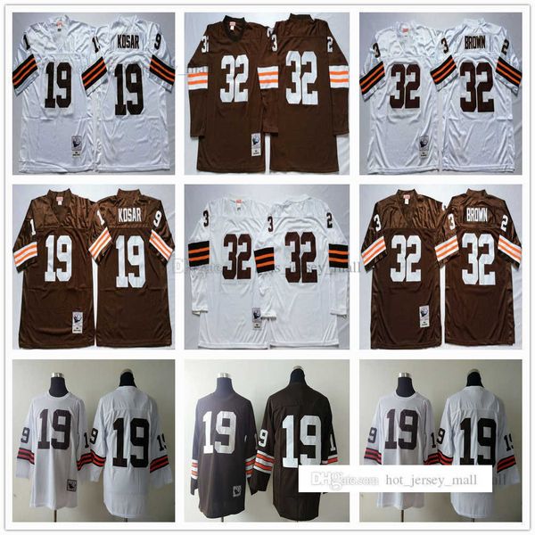 

ncaa vintage football 19 bernie kosar jersey 32 jim brown black white mitchell and ness, Black;red