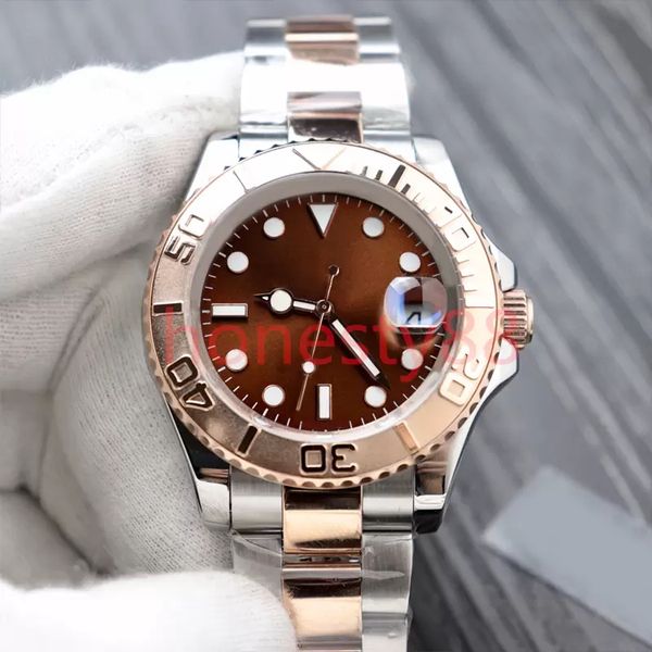 

sw mens watch ceramic bezel yacht 40mm automatic movement designer mechanical men stainless 904l steel watches master wristwatches montre de, Slivery;brown