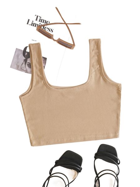 

scoop neck rib-knit tank l3um#, White