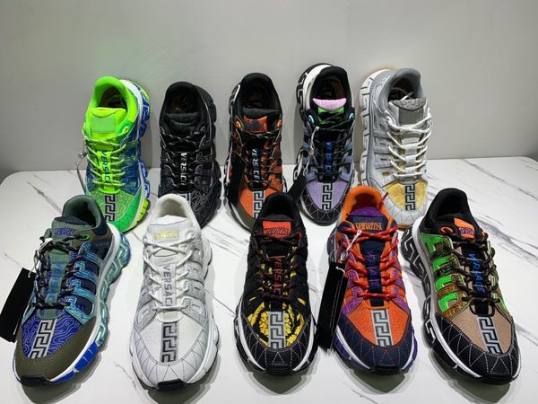 

desginer mens trigreca sneakers women platform shoes lateral greca print lace up leather runner trainer brand fashion outdoor casual shoes w, Black