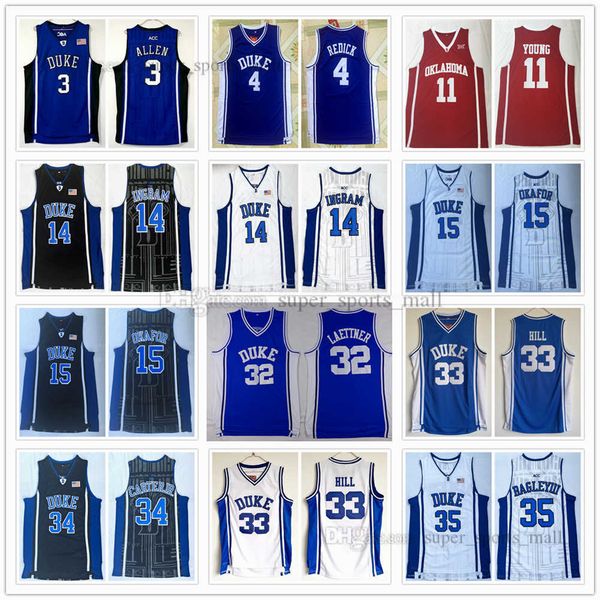 

ncaa basketball jerseys jayson 3 allen 4 redick brandon 14 ingram jahlil 15 okafor christian 32 laettne grant 33 hill trae 11 young carter c, Black;red