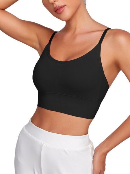 

solid medium support backless sports bra 84uf#, Gray
