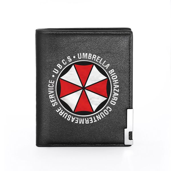 

men wallet leather umbrella corporation printing billfold slim credit card/id holders inserts money bag male pocket short purses, Red;black
