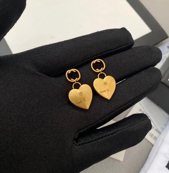 

stud charm gujia earrings luxury jewelry designer original packagingcci letter g italian brass heart earrings vintage, Golden