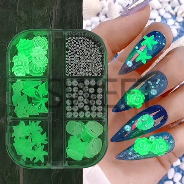 

3d white aurora camellia nail art jewelry acrylic resin flowers design luminous elegant wedding charms accessories rhinestone decor 150, Silver;gold