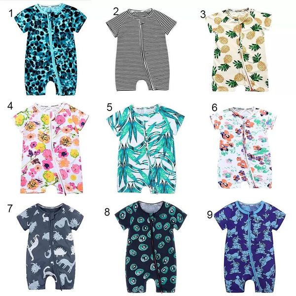 Baby Boys Girls Anapse Floral Fruit Tomper Ins Newborn Листья Цветок Полосатая молния Динозавры Комбинезоны Летние Дети Восхождение Одежда