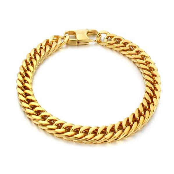 

18k hip hop trendsetter chain gold plate bracelet chains man, Black