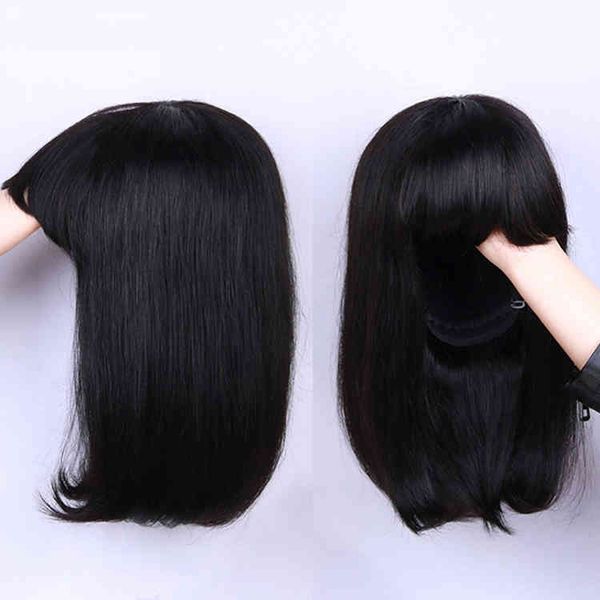 

8-16 inch short bob wigs with bangs 100% virgin human hair wig, Golden;white