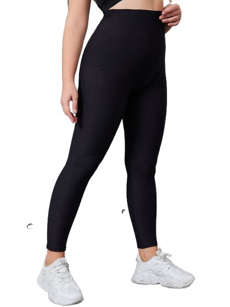 

plus four-way stretch textured sports leggings z8qc#, Black