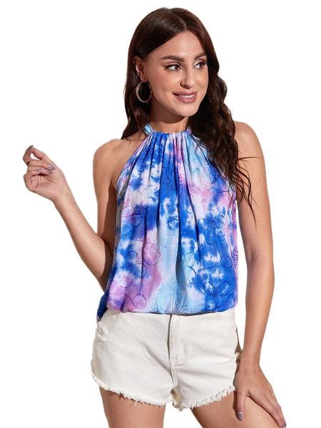 

tie dye halter neck d8ox#, White
