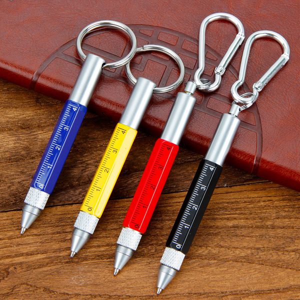 Mini penna a sfera multifunzione stilo 6 in 1 cacciavite in metallo penna per strumenti touch screen penne portachiavi su piccola scala accessorio regalo di compleanno