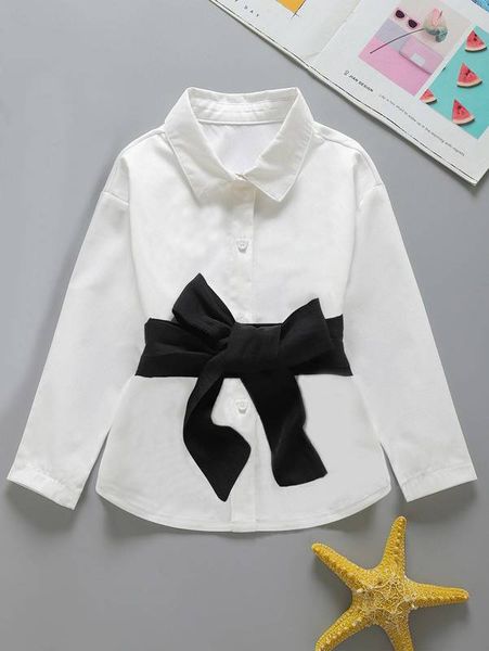 

toddler girls drop shoulder belted shirt dress she, White;black