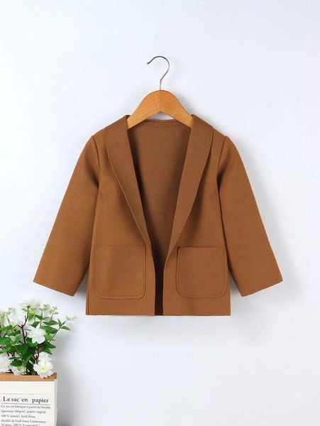 

toddler boy shawl neck dual pocket open front overcoat she, Blue;gray