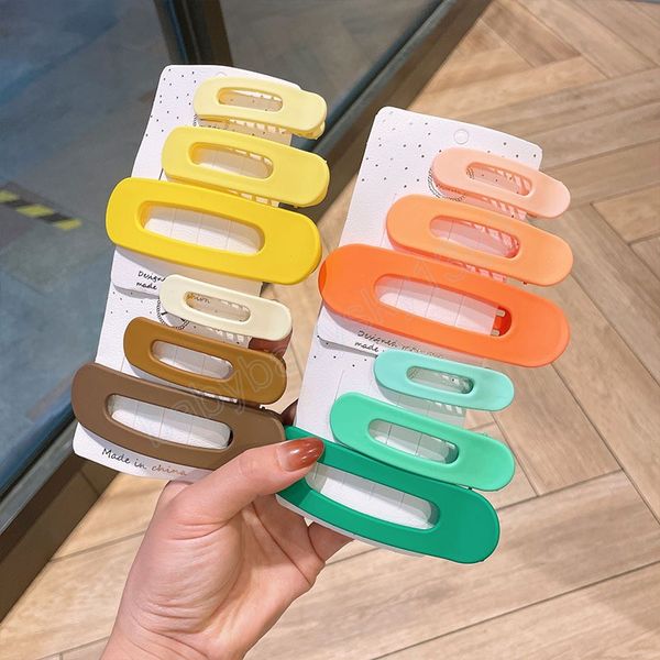 

3pcs candy color hair clip acrylic different sizes barrettes geometric hairpins sweet headband clips fashion hair accessories, Slivery;white