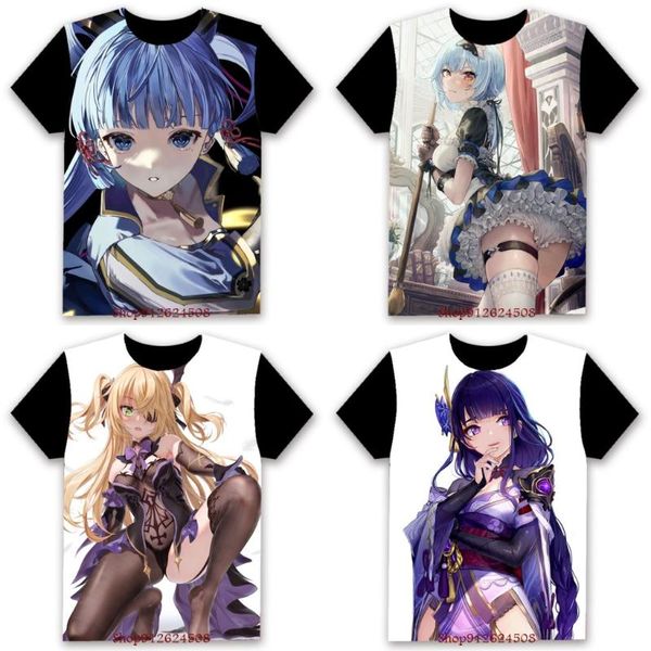 Camisetas masculinas em quatro estações vendendo genshin impacto 3d imprimido top bacic shirt shirt masculino mulheres verão diariamente teemen's