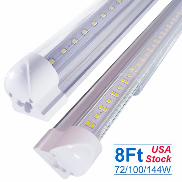 6500K 6000K Tubi a LED a forma di V da 8 piedi T8 Luce per porta di raffreddamento integrata 8 piedi Doppi lati Led Luci per magazzino negozio AC110V AC120V AC277V Lampadina da lavoro OEMLED