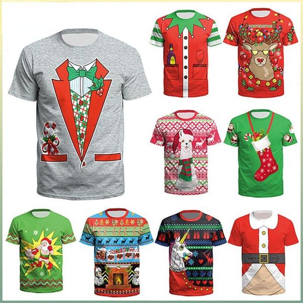 Homens camisetas roupas de natal camisas moda tops digital impresso juventude t-shirt de manga curta para homens e mulheres