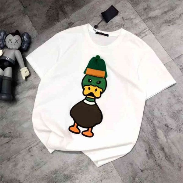 

2022 new special offer model [cloth three-dimensional cap]22 spring and summer age reduced cute duck casual loose round neck short sleeve t-, White