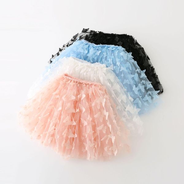 Mädchen Röcke mit Schmetterling Tutu Kind Baby Tüll Kleidung Prinzessin Mesh Flauschige Rüschen Kurzes Tanzballkleid Fancy Mini Performance Kleid für Fotografie Sommer Neuheit