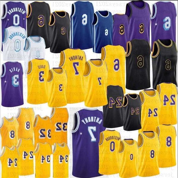 

6 jersey russell 0 westbrook 8 basketball black carmelo 7 anthony 3 davis mamba lbj purple yellow 2022 mens 23 lebron jerseys, Black;red
