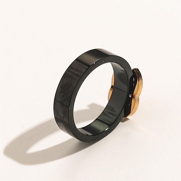 

2022 designer extravagant black letters ring gold 100% stainless steel letter band rings fashion women men wedding jew3234, Silver