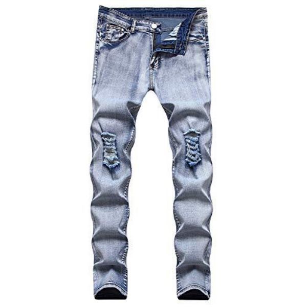 Venda de jeans de jeans homem homem macho rasgado drapeado knee joelho joelho plissado zíper da marca slim fit corto destruído jean skinny