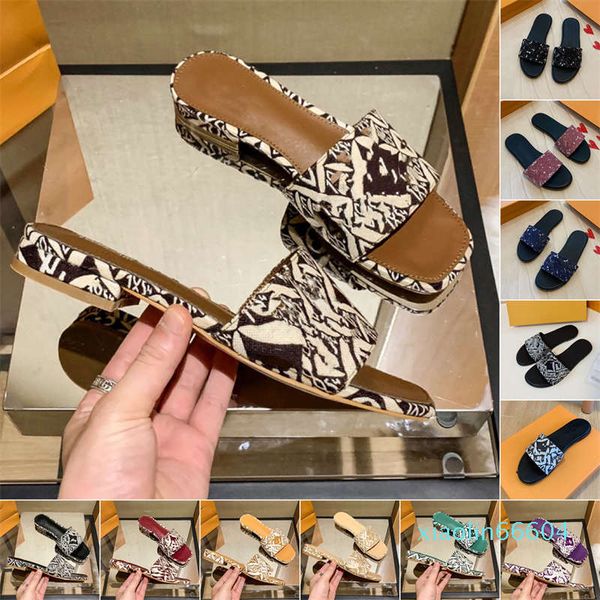 

fashion-luxury women slippers sandals jean flat slipper scuff summer low heel slides flip flops sandals, Black