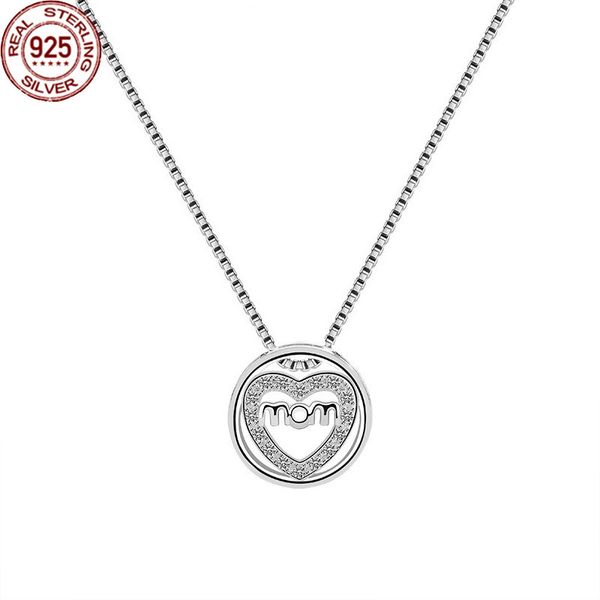 

new 925 sterling silver jewelry simple personality heart-shaped mom pendant necklace mother's day gift female wedding