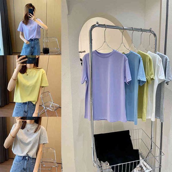 

women's t-shirt p4856yy spring and summer multicolor cotton 100 basic round neck short sleeve t-shirt, White