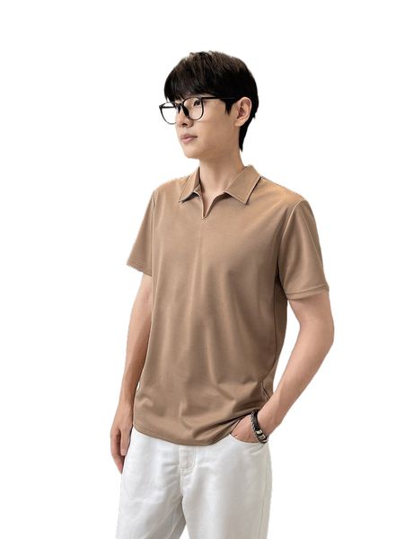 

men solid collar tee q8zh#, White;black