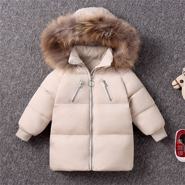 

winter children's down jacket thickened down jacket baby fur collar hooded boys and girls winter jacket coat 2-12 years lj201202, Blue;gray