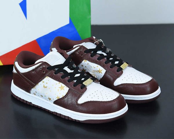 

brand shoes supremx chunky dk low barkroot brown men women low dark brown-white gold mens trainers sports fashion outdoor sneakers