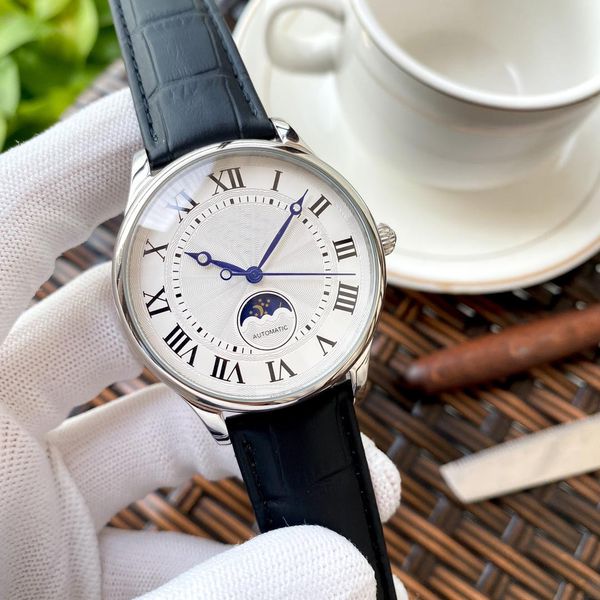 

classic mens watches automatic mechanical movement watch 42mm fashion business wristwatch montre de luxe gifts for mens, Slivery;brown