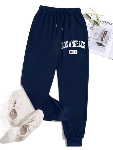 

letter graphic drawstring waist sweatpants v4j9#, Black;white