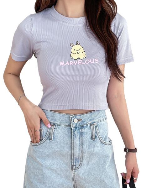 

dazy letter & cartoon graphic crop tee f9nm#, White