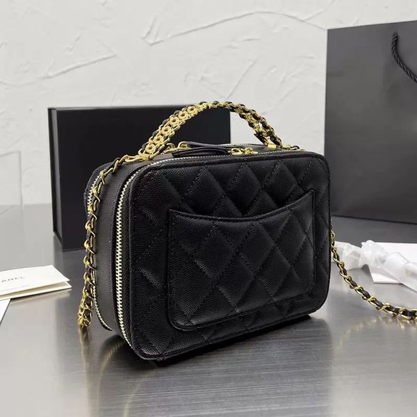 

22s mini ly designer cosmetic bags solid color caviar crossbody bags classic handbags gold-tone metal chain diamond quilting luxury brand sh