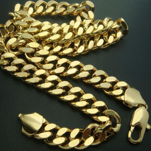

12mm mens cuban miami link & chain 14k gold plated necklace, Silver