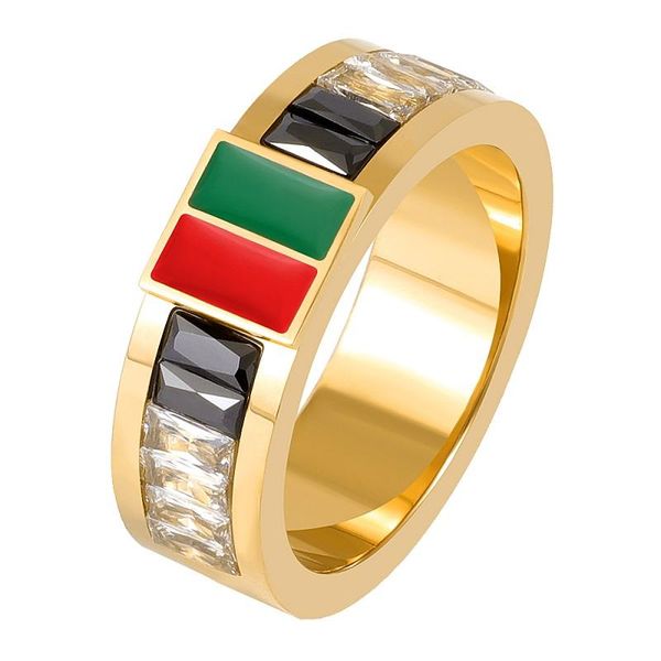 Rings de cluster charme preto branco CZ CRISTAL DE CRISTAL Aço inoxidável para homens Homens de festa de casamento Red Green Color Jewelry GiftScluste