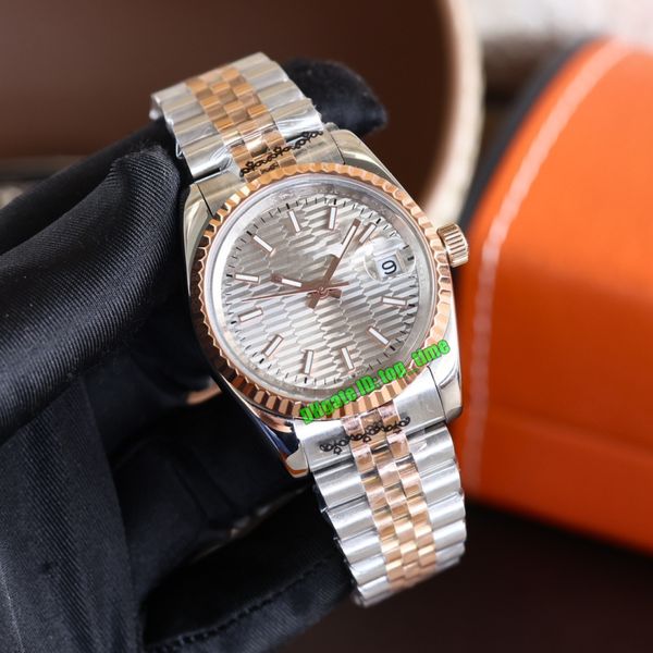 

watches 126231 36mm date miyota 8215 automatic womens mens watch sapphire mirror silver dial rose gold two-tone bracelet gents ladies wristw, Slivery;brown