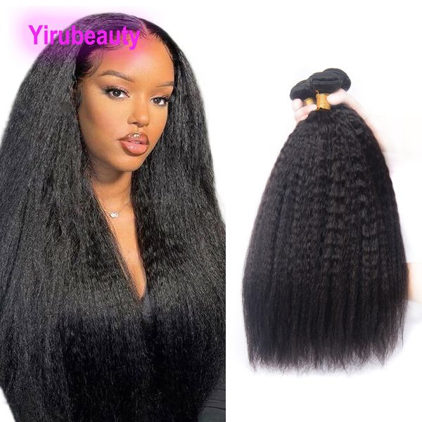 

brazilian kinky straight 100% human hair double wefts 6 bundles yaki hair extensions peruvian indian yirubeauty 10-30inch natural color, Black
