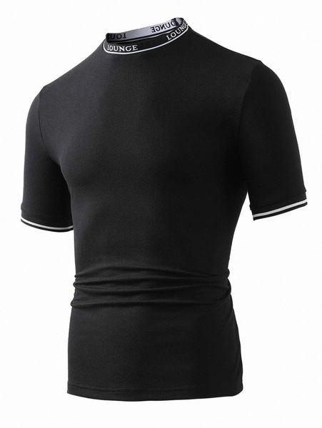 

men letter tape mock neck tee 48pj#, White;black