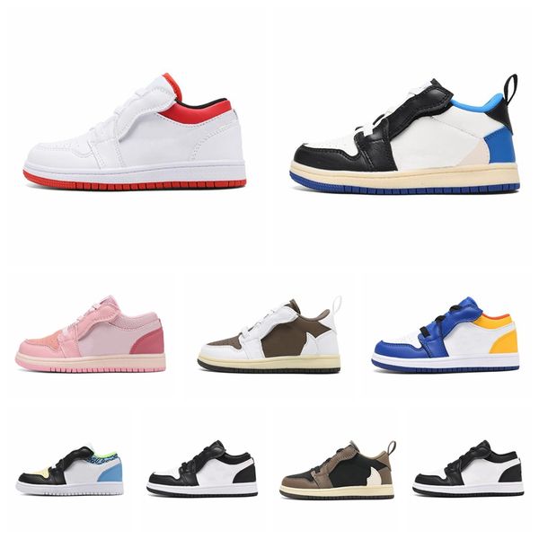 

athletic 1s low help kid basketball shoes game infants royal scotts obsidian chicago bred sneakers kids with shoe box size eur 26-35, Black