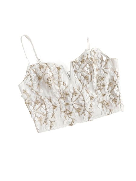 

floral embroidery v-bar cami r7uj#, White
