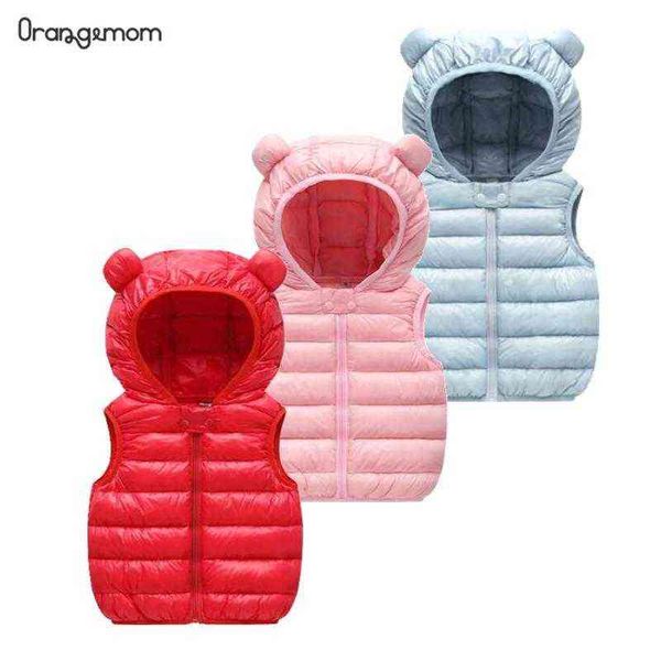 

spring girl down vests kids for girls sleeveless jacket childrens clothing baby thick outerwear cotton soild color vest j220718, Blue;gray